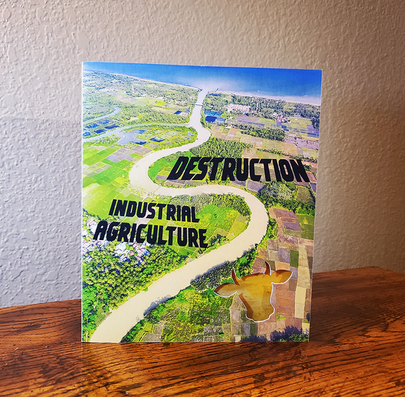 The industrial agriculture booklet front with die cut.